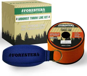 FORESTER Arborist Throw Line Kit - Ultra Slick 100% Polyester Rope with Weighted Throw Bag | Forestry Tree Gear for Low and High Limb Throwing | 3/16 Inch Thick Rope