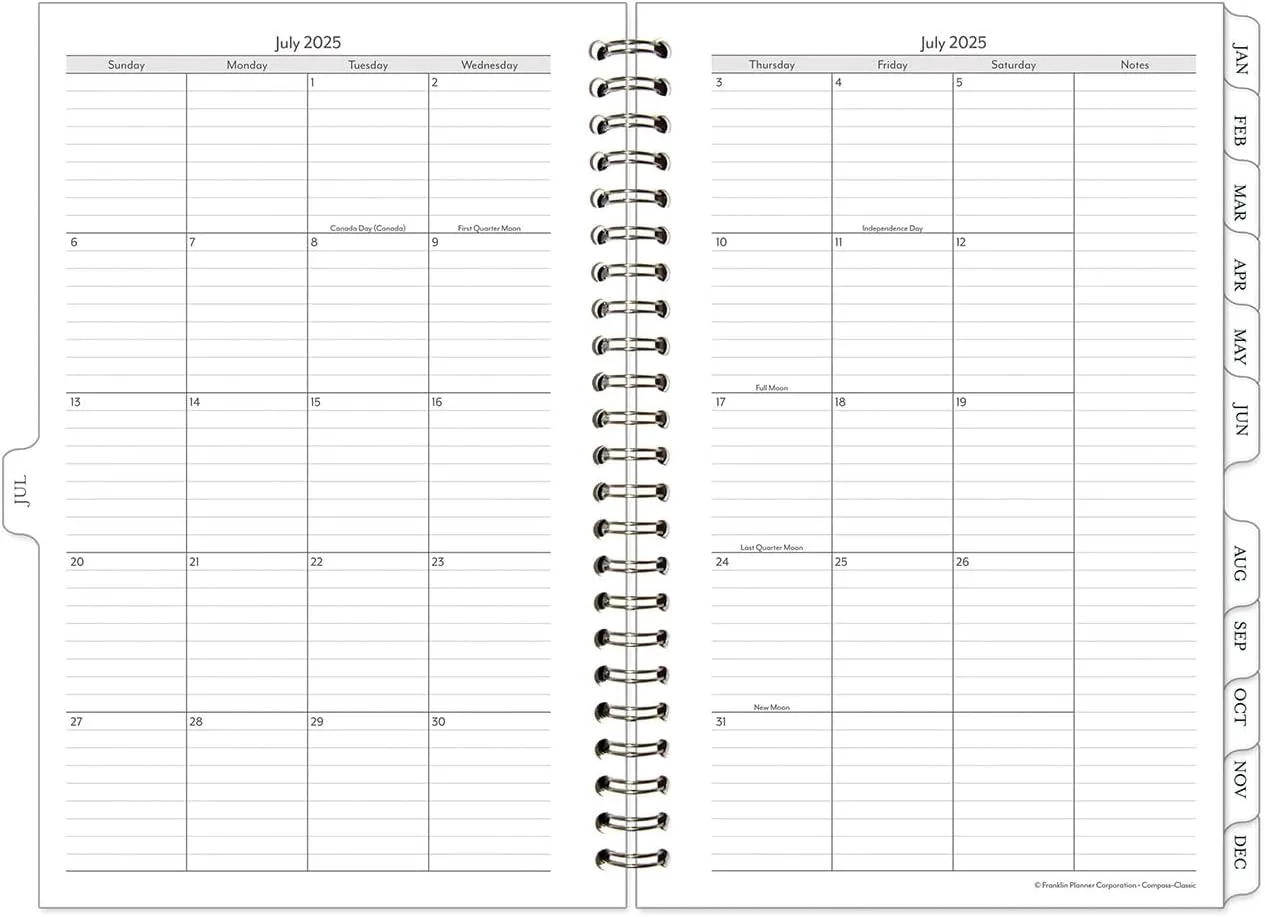 FranklinCovey - Compass Two Page Per Day Wire-Bound Planner (Classic, Jul 2025 - Jun 2026)