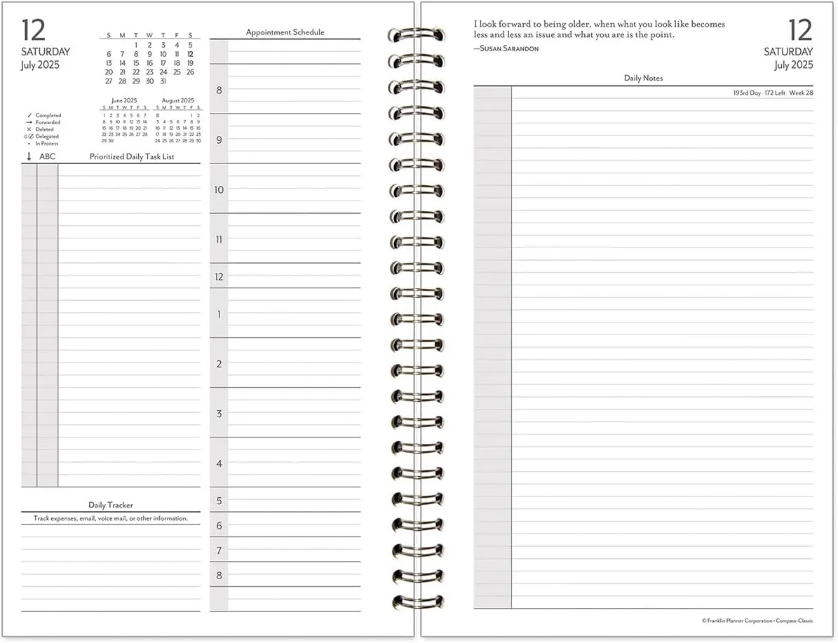 FranklinCovey - Compass Two Page Per Day Wire-Bound Planner (Classic, Jul 2025 - Jun 2026)