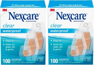 Fred's Favorite Waterproof Assorted Bandages, Stays on in The Pool, Holds for 12 Hours, Clear Bandages for Fingers and Elbows 432-100 - 100ct (2 Pack)
