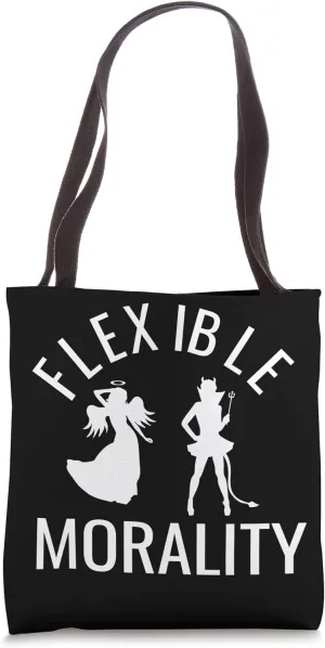 Funny Flexible Morality With Angel And Devil Graphic Tote Bag