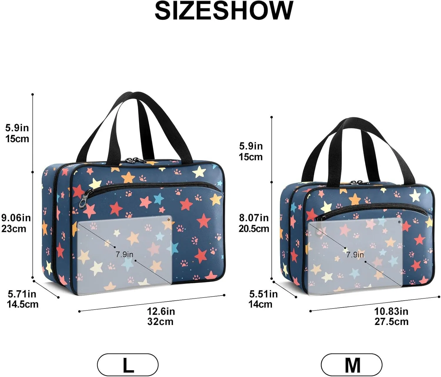 Fustylead Colorful Stars and Pink Paw Prints Large Medical Storage Bag with Zipper Empty First Aid Bag Trauma Kit for Traveling Hiking Camping Backpacking