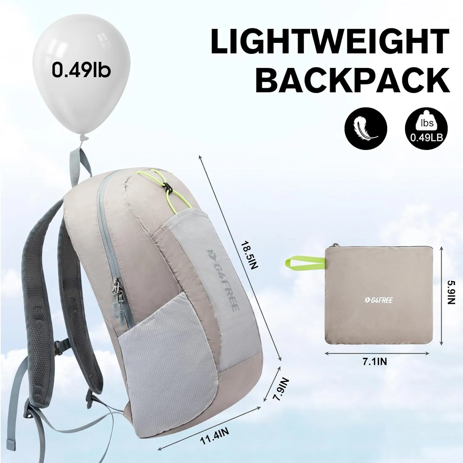 G4Free 24L Lightweight Packable Hiking Backpack Small Sport Travel Daypack Water Resistant for Women Men