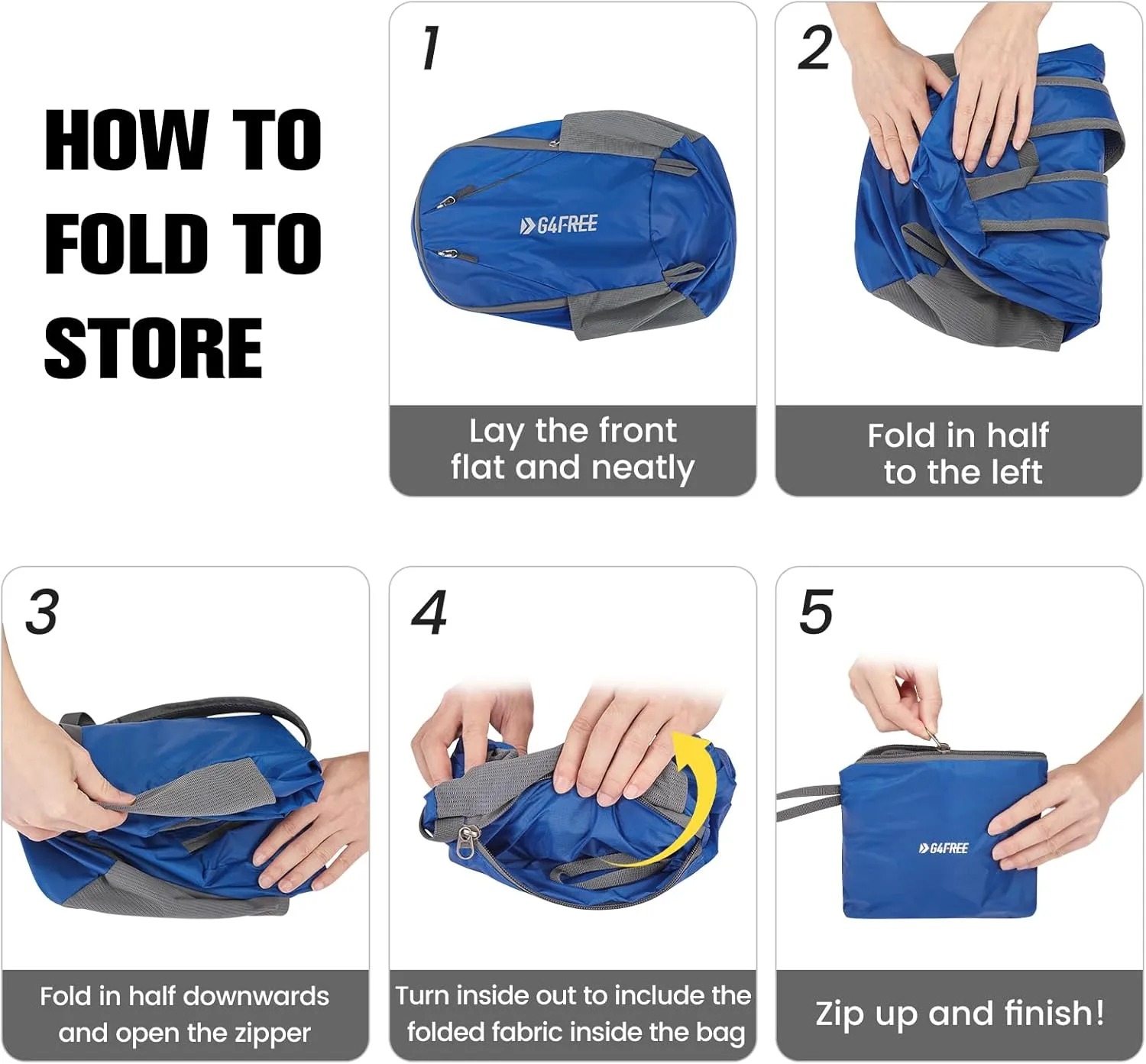 G4Free 24L Packable Hiking Backpack Lightweight Foldable Small Sport Travel Daypack Water Resistant for Women Men（Blue）