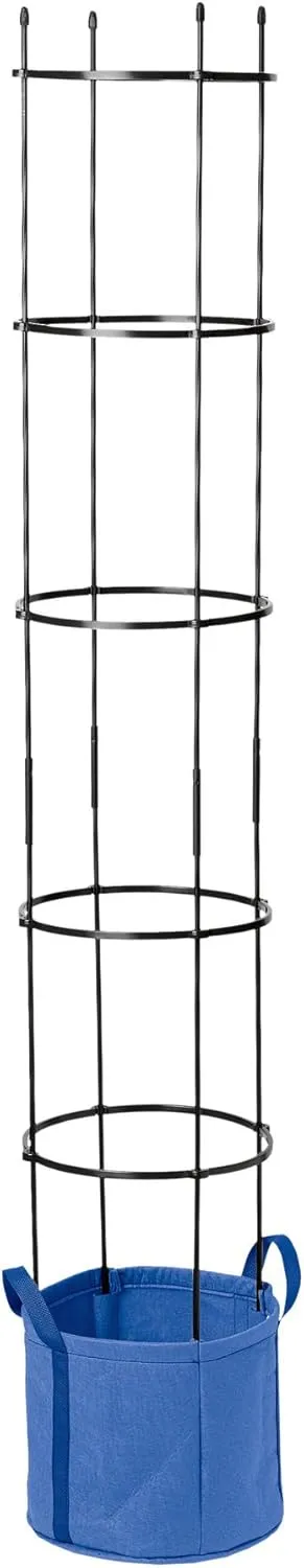Gardener's Supply Company Best Tomato Grow Bag Kit | Includes 12" Diameter Durable & Reusable Grow Bag with 5 Feet High Sturdy Integrated Trellis Tower for Tomato, Beans & Vegetable Growing - Blue