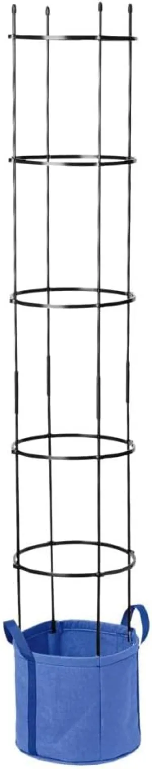 Gardener's Supply Company Best Tomato Grow Bag Kit | Includes 12" Diameter Durable & Reusable Grow Bag with 5 Feet High Sturdy Integrated Trellis Tower for Tomato, Beans & Vegetable Growing - Blue