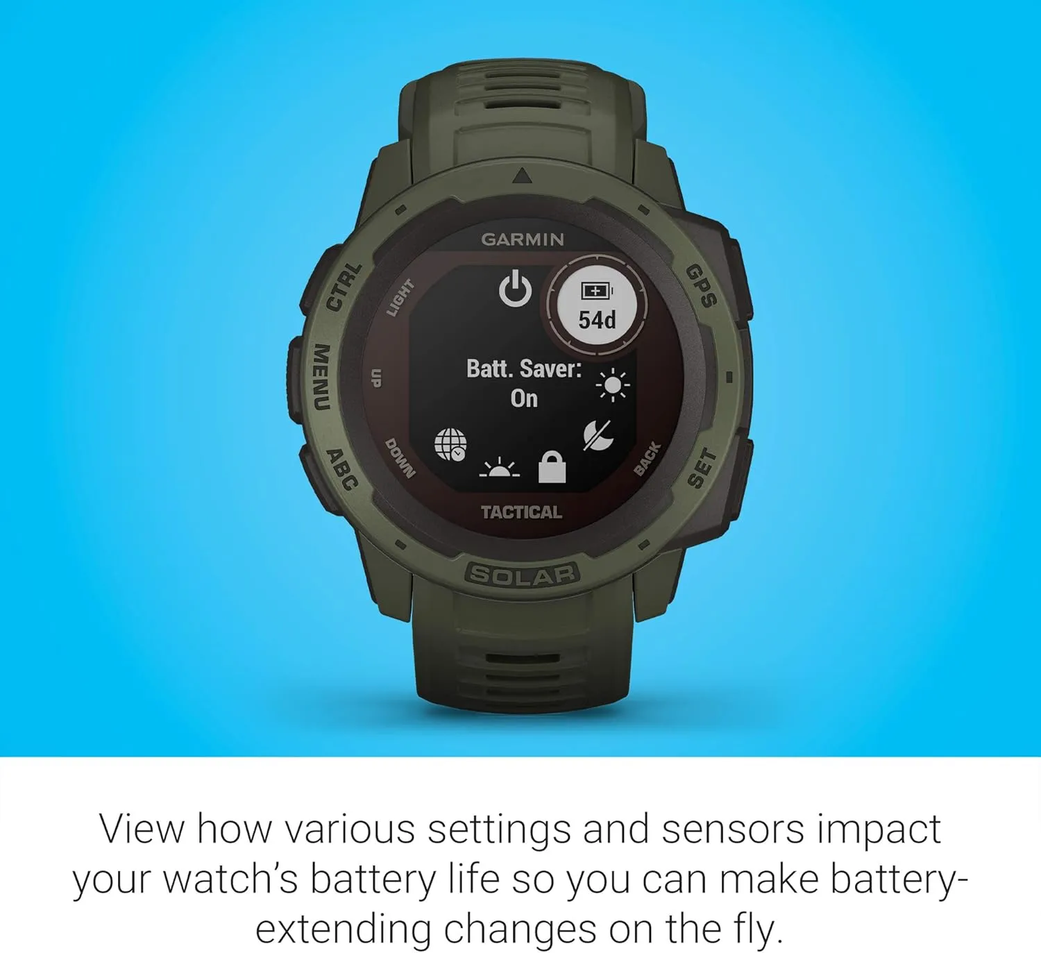 Garmin Instinct, Rugged Outdoor Smartwatch with Solar Charging Capabilities and Tactical Features, Built-in Sports Apps and Health Monitoring, Moss Green