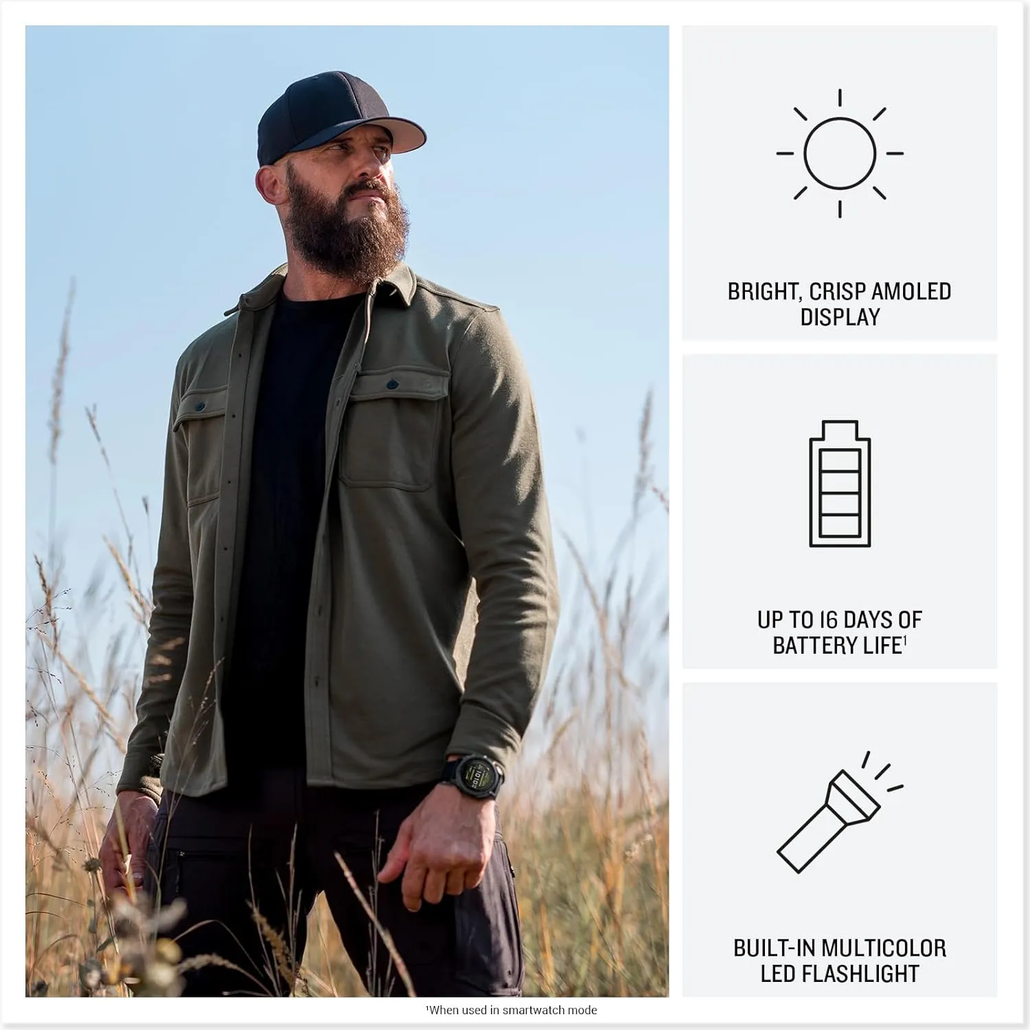 Garmin tactix® 8 47mm, AMOLED Display, Premium Tactical GPS Smartwatch, Includes Applied Ballistics Ultralight™ Solver