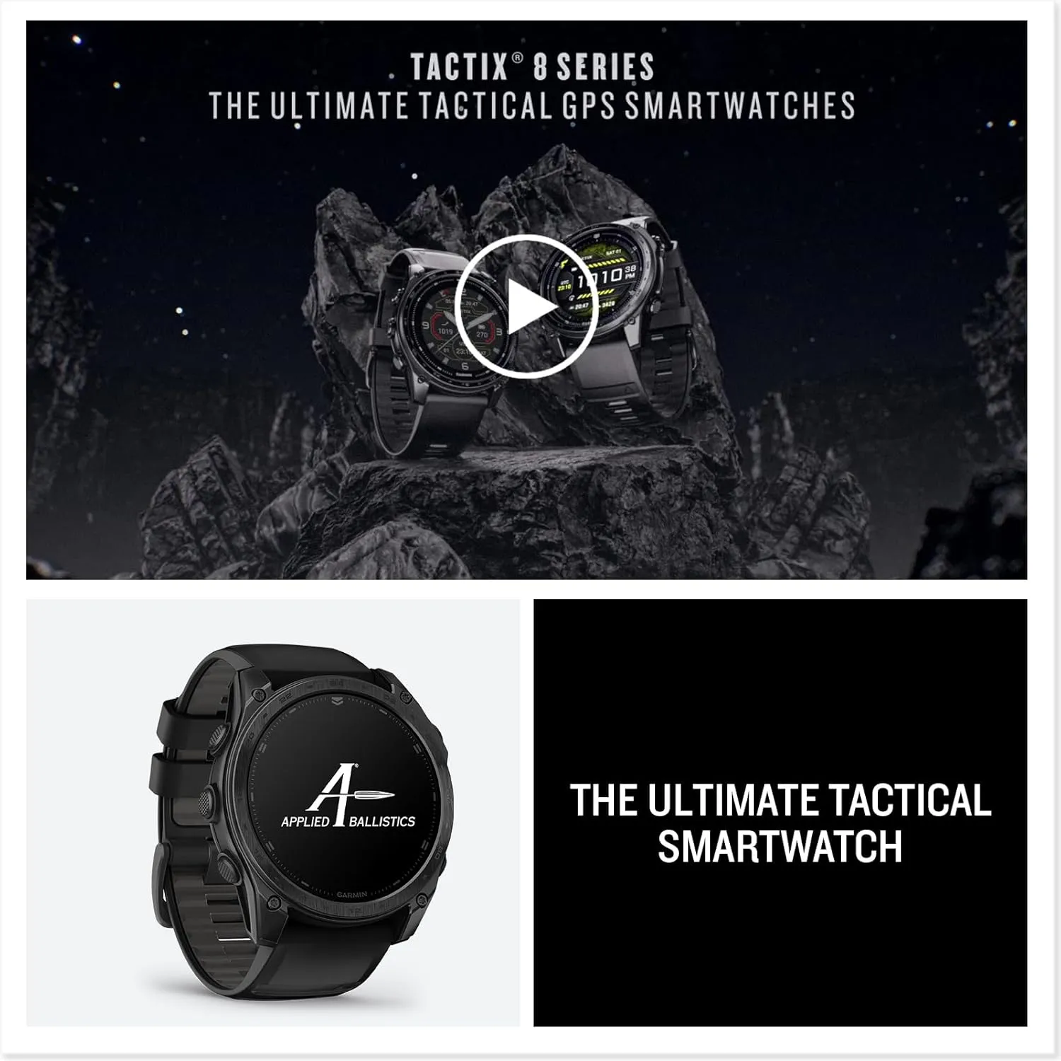 Garmin tactix® 8 47mm, AMOLED Display, Premium Tactical GPS Smartwatch, Includes Applied Ballistics Ultralight™ Solver