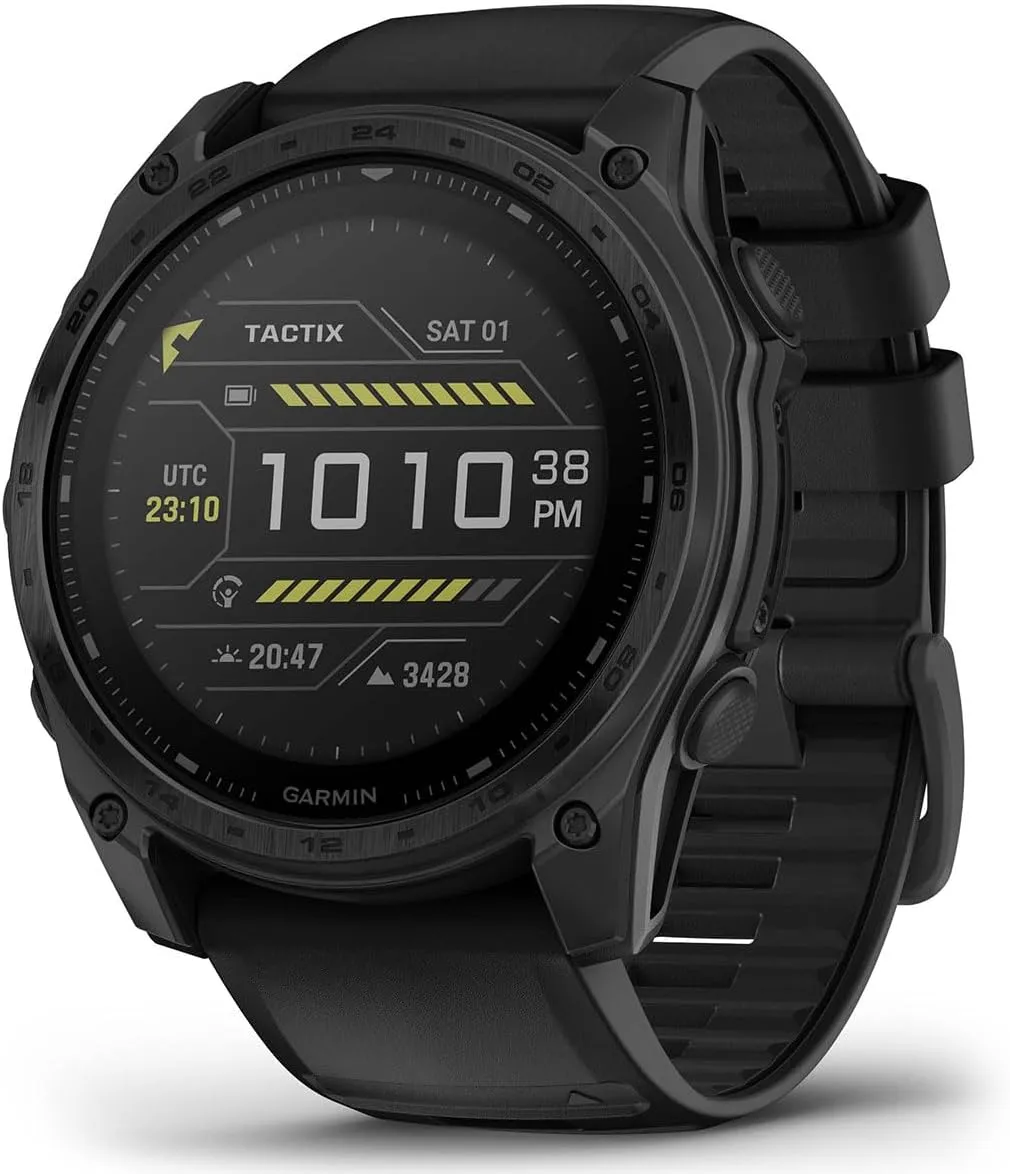 Garmin tactix 8 Solar: AB Elite (51mm) Premium Tactical GPS Smartwatch Bundle - Applied Ballistics Ultralight Solver, Built-in LED Flashlight with PlayBetter Portable Charger & HD Screen Protectors