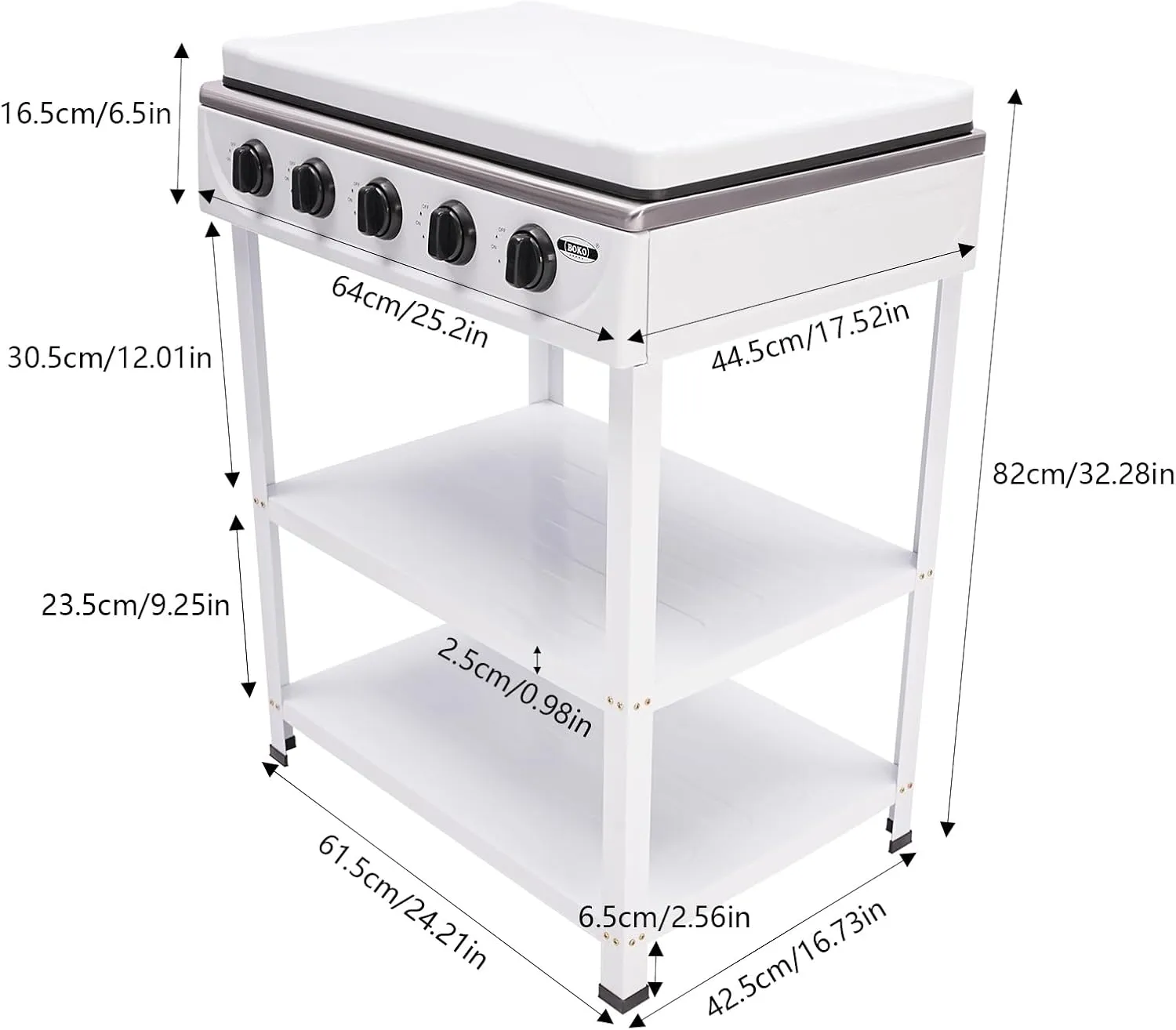 Gas Stove Portable Stove 5 Burner, with Support Leg Stand and Wind Blocking Cover Adapter Manual Ignition Camping Stove, for Home, Apartment, Outdoor Cooking, White(NO Hose)