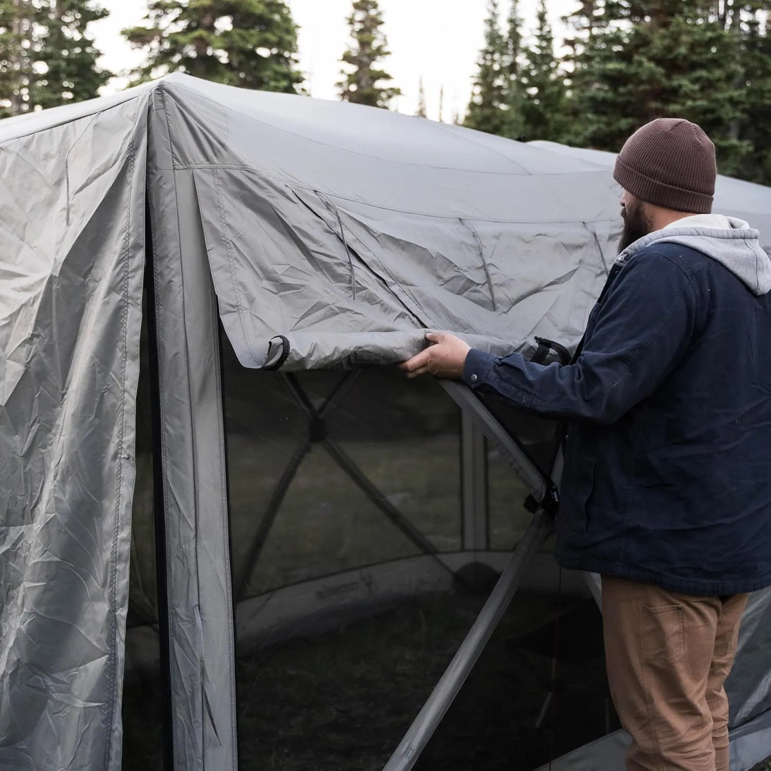 Gazelle Tents™ Tandem Gazebo, Easy Pop-Up Hub Screen Tent, Durable, TriTech Mesh, Waterproof, UV Resistant, 10-Person, Agave Green, 89" x 86" x 156", GG800AG