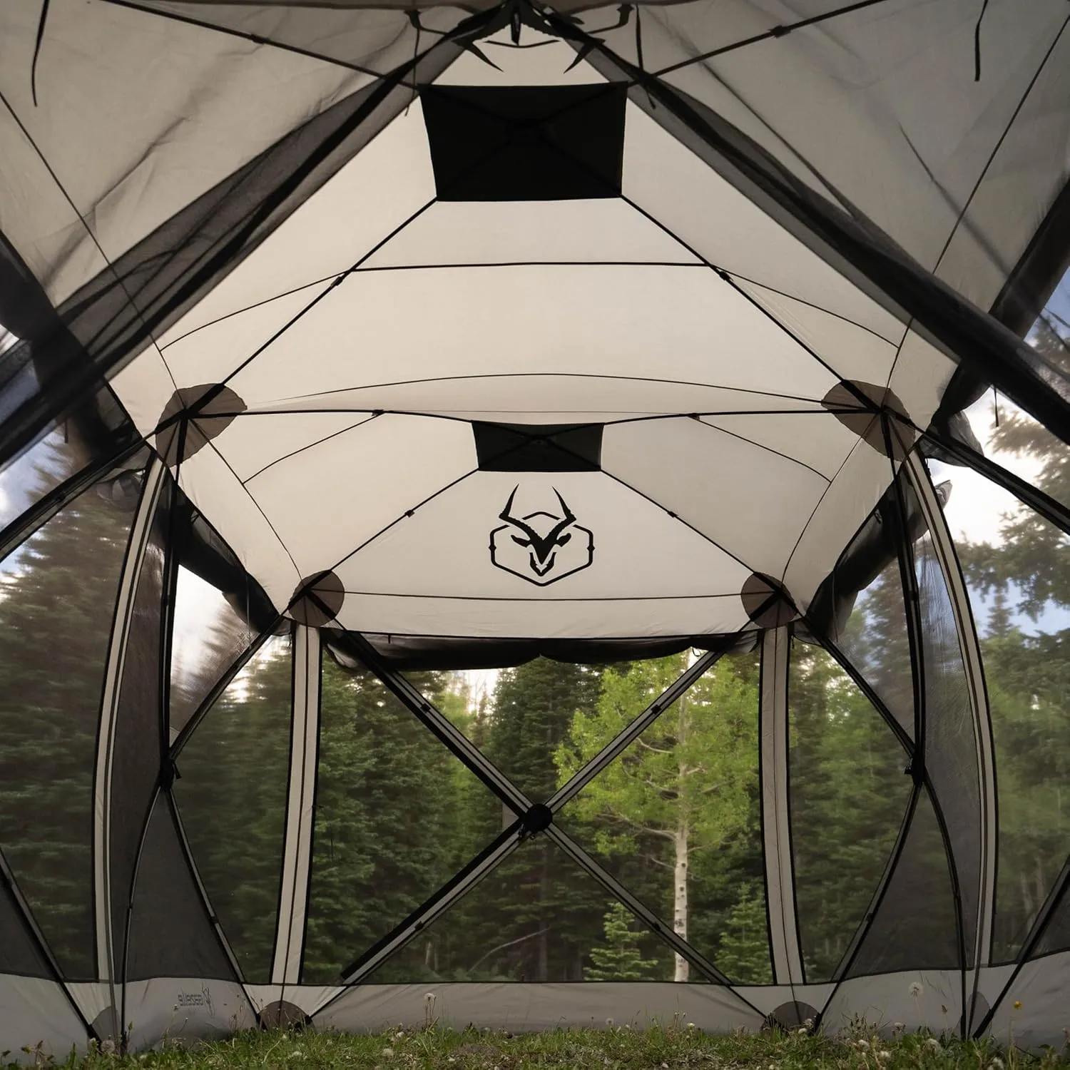 Gazelle Tents™ Tandem Gazebo, Easy Pop-Up Hub Screen Tent, Durable, TriTech Mesh, Waterproof, UV Resistant, 10-Person, Agave Green, 89" x 86" x 156", GG800AG
