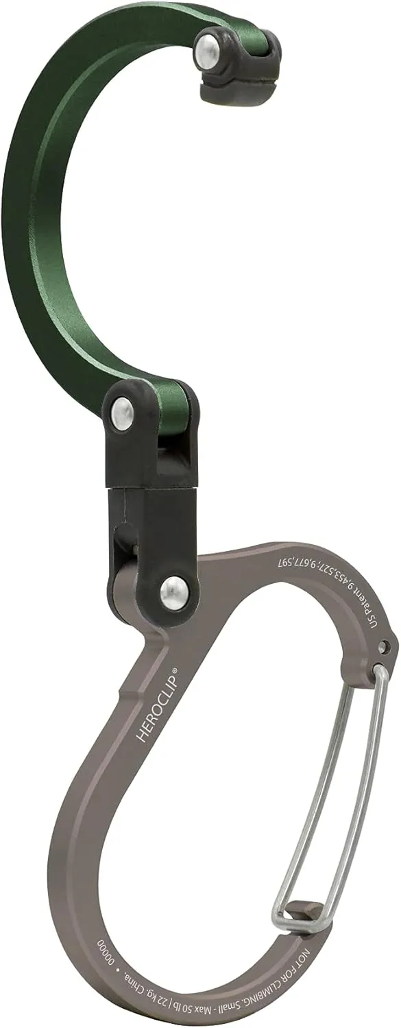 GEAR AID HEROCLIP (Small) Carabiner Gear Clip and Hook, for Hanging Bags, Purses, Lanterns, Strollers, Tools, Helmets, Water Bottles, and More