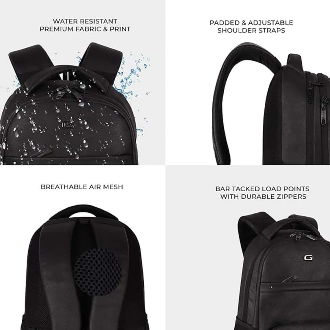 Gear Vintage2 Anti Theft Faux Leather 28 Ltrs Black Laptop Backpack