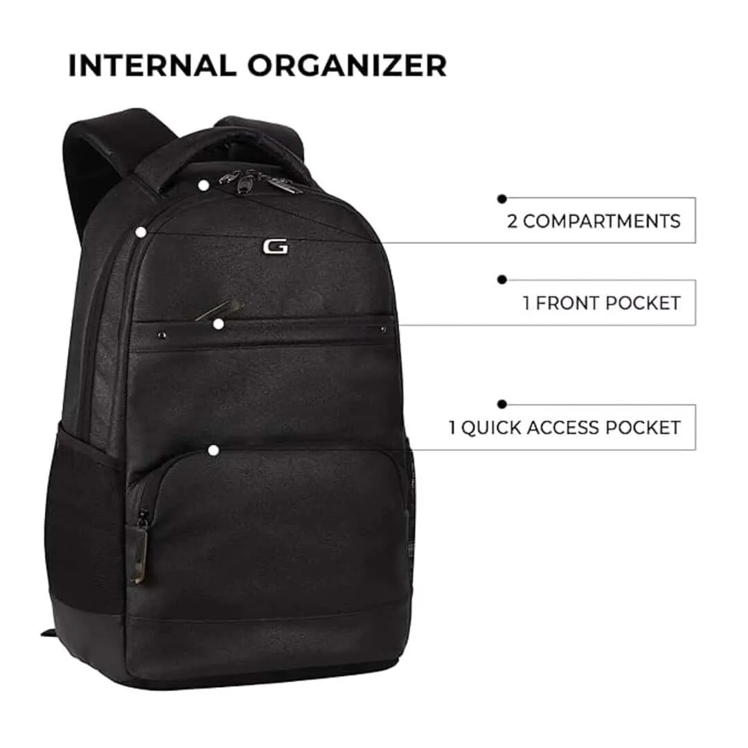 Gear Vintage2 Anti Theft Faux Leather 28 Ltrs Black Laptop Backpack