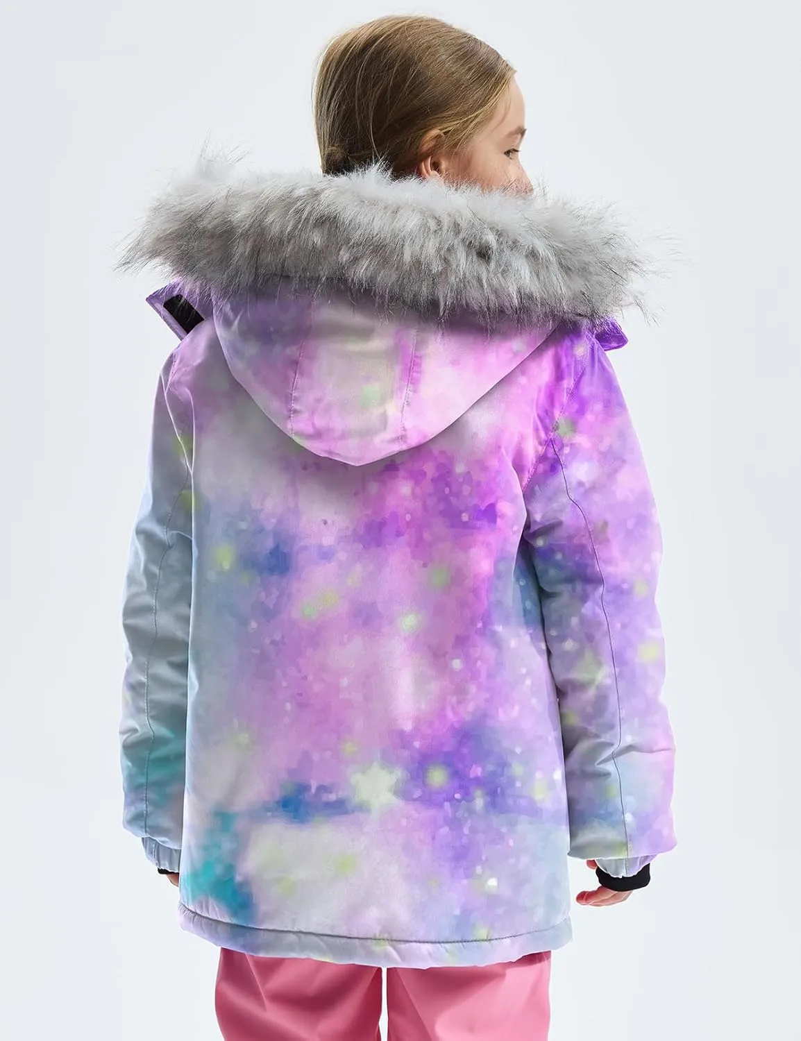 GEMYSE Girl's Winter Waterproof Ski Snow Jacket Hooded Fleece Lined Windproof Coat