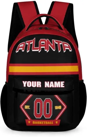 Generic Custom Backpack High Capacity Bag Basketball Fans Gifts for Teenager Men Women, Number & Add Name, Atl01_h