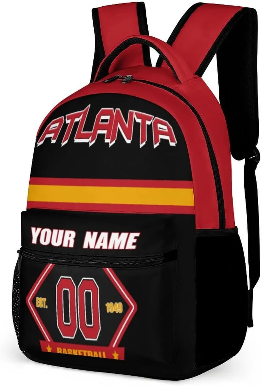 Generic Custom Backpack High Capacity Bag Basketball Fans Gifts for Teenager Men Women, Number & Add Name, Atl01_h