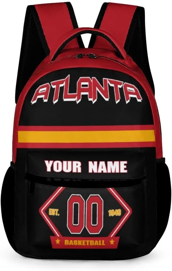 Generic Custom Backpack High Capacity Bag Basketball Fans Gifts for Teenager Men Women, Number & Add Name, Atl01_h