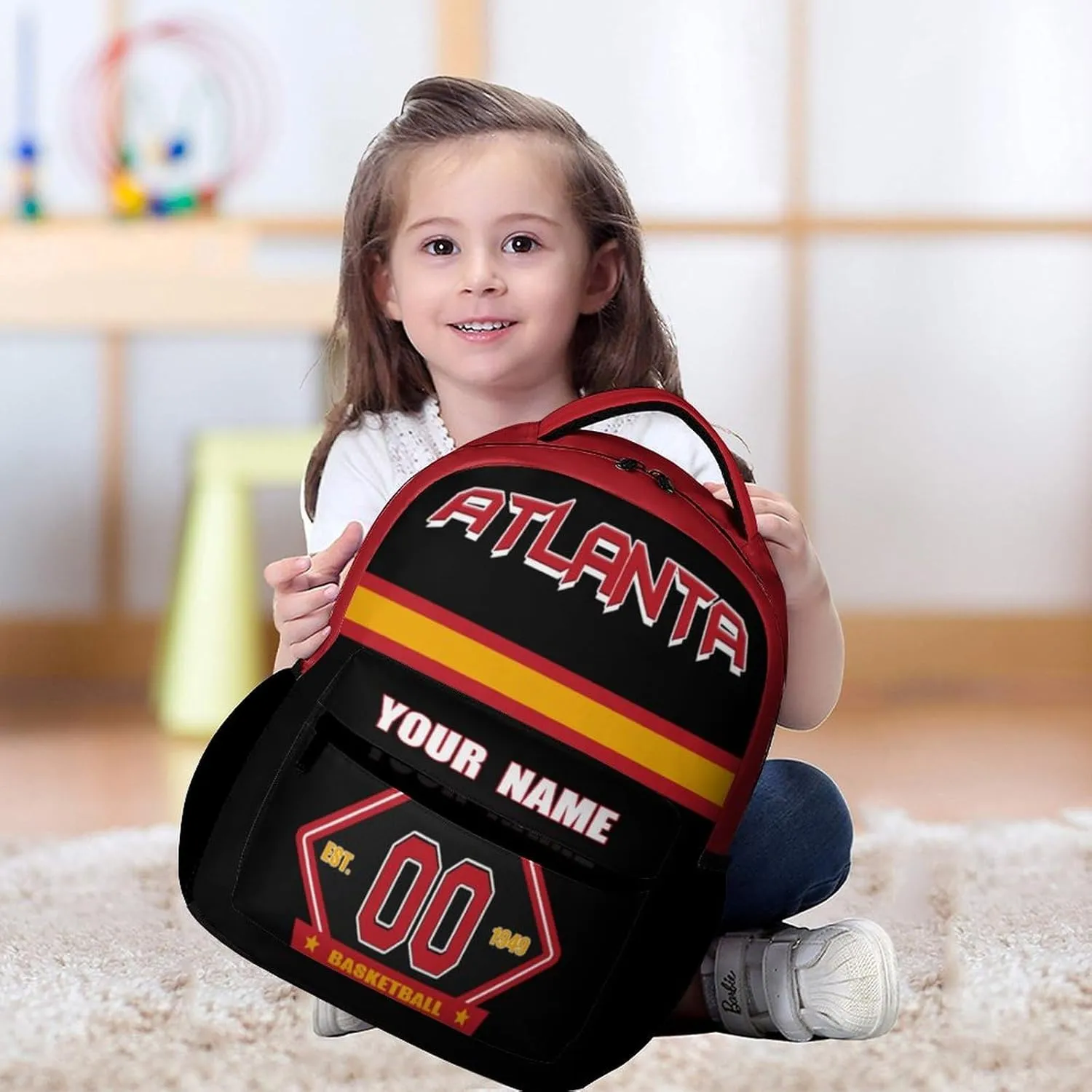 Generic Custom Backpack High Capacity Bag Basketball Fans Gifts for Teenager Men Women, Number & Add Name, Atl01_h