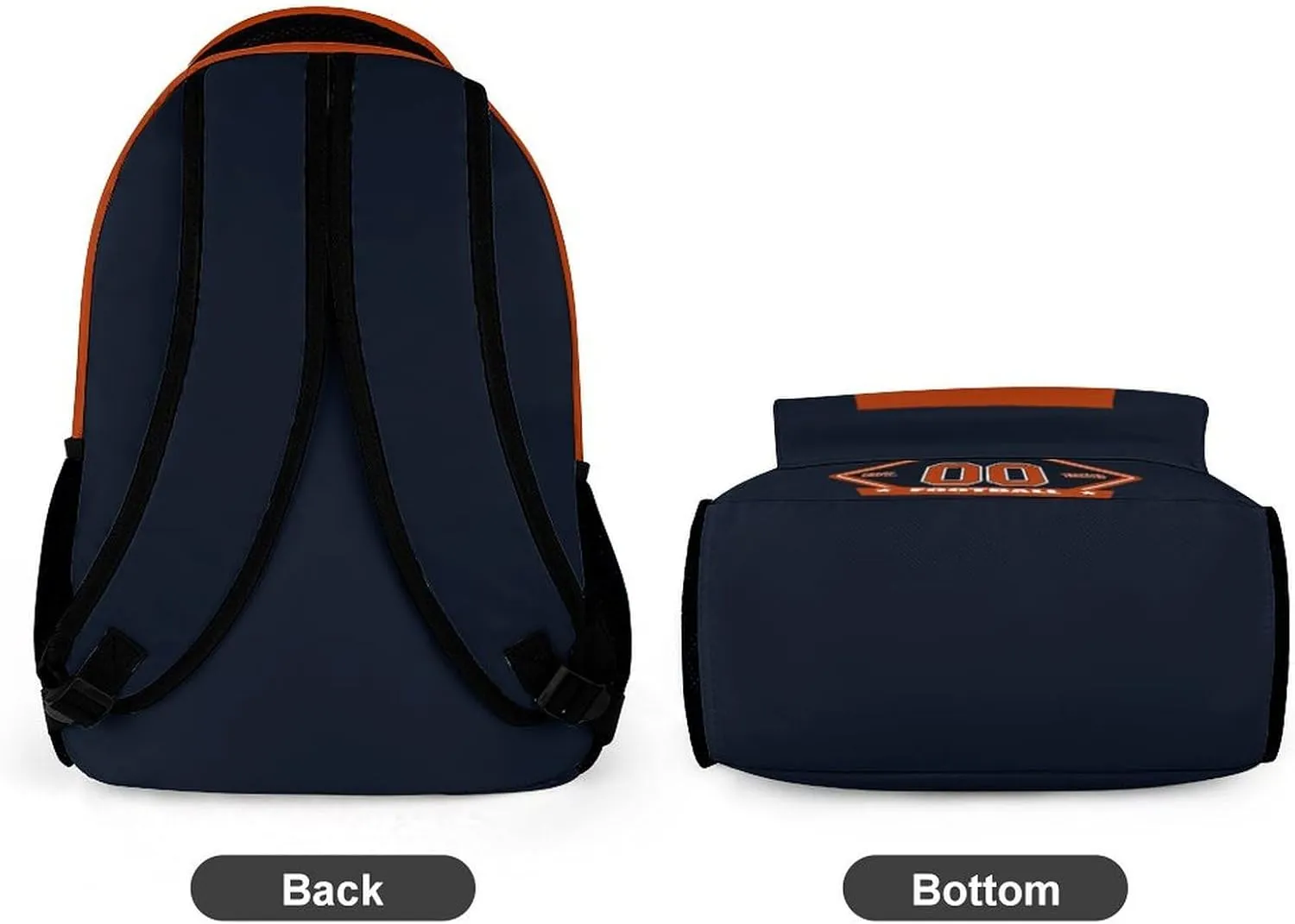 Generic Custom Backpack High Capacity Bag Football Fans Gifts for Men Women Teenager, Add Name & Number, Chi06-b
