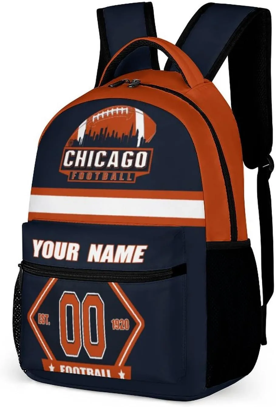 Generic Custom Backpack High Capacity Bag Football Fans Gifts for Men Women Teenager, Add Name & Number, Chi06-b