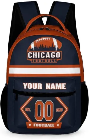 Generic Custom Backpack High Capacity Bag Football Fans Gifts for Men Women Teenager, Add Name & Number, Chi06-b