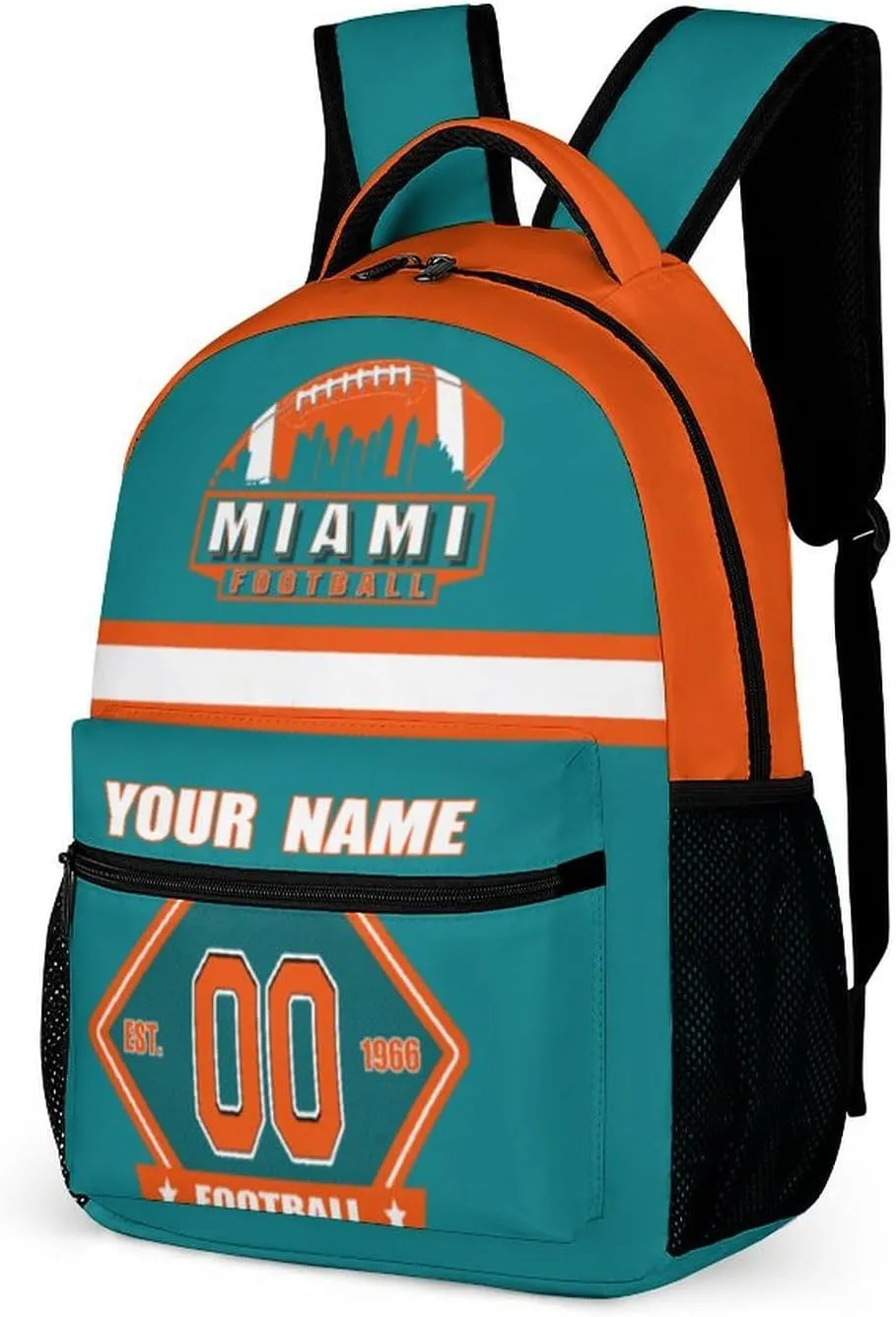 Generic Custom Backpack High Capacity Bag Football Fans Gifts for Men Women Teenager, Add Name & Number, Mia20-d