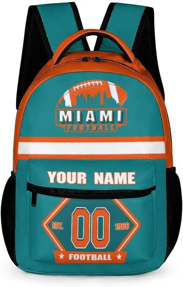 Generic Custom Backpack High Capacity Bag Football Fans Gifts for Men Women Teenager, Add Name & Number, Mia20-d
