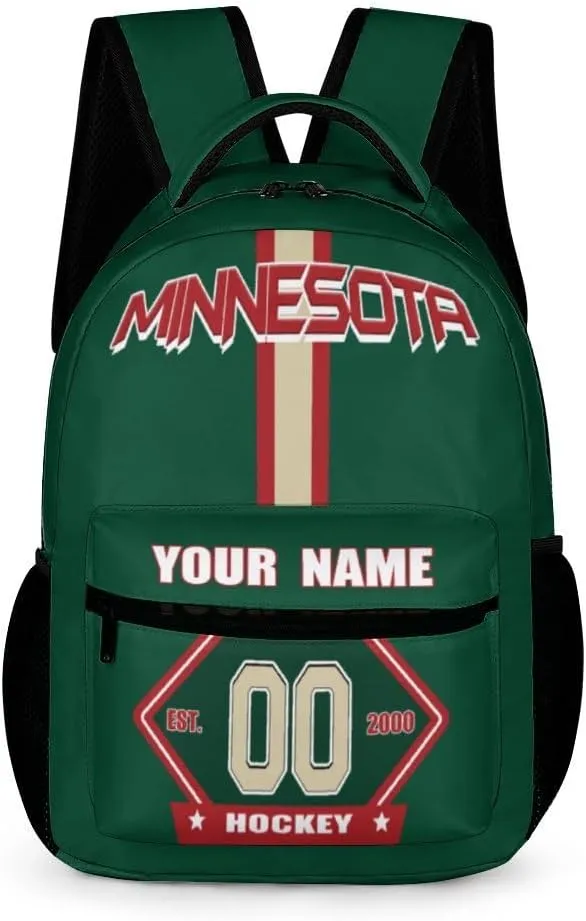 Generic Custom Backpack High Capacity Bag Hockey Fans Gifts for Teenager Men Women, Add Name & Number, Min15-w