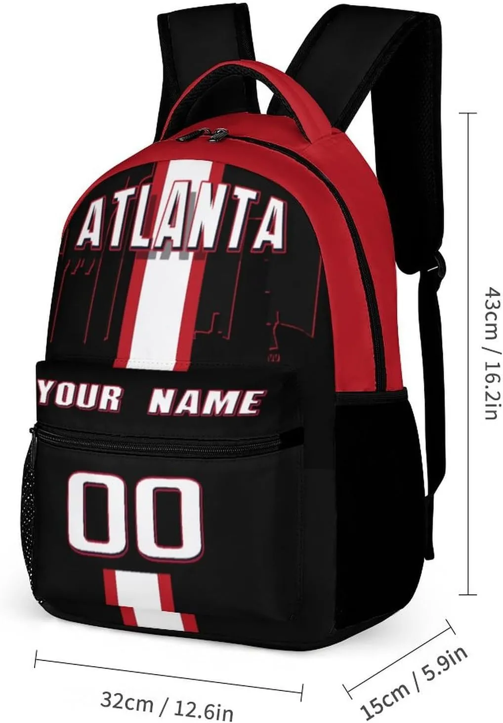 Generic Personalized Backpack Basketball City Fans Gifts Sport Bags High Capacity Custom Any Name and Number for Men Women, Atl-h2401