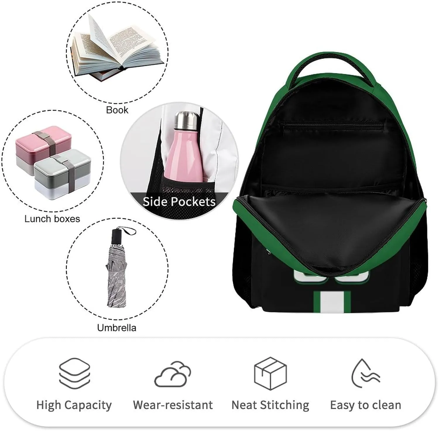 Generic Personalized Backpack Basketball City Fans Gifts Sport Bags High Capacity Custom Any Name and Number for Men Women, Bos-c2401