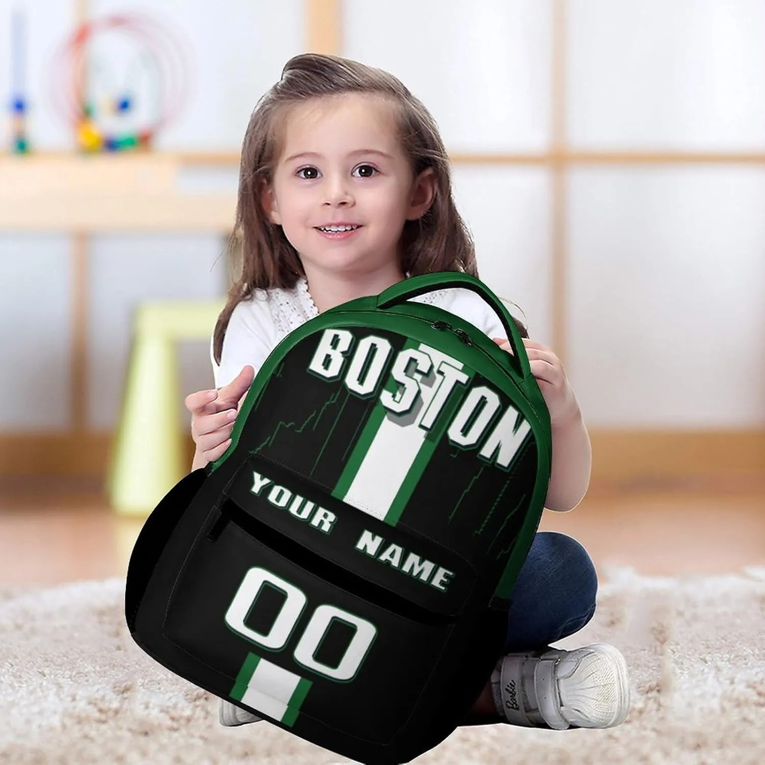 Generic Personalized Backpack Basketball City Fans Gifts Sport Bags High Capacity Custom Any Name and Number for Men Women, Bos-c2401