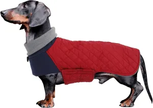 Geyecete Dachshund Coat,Dachshund Winter Coat,Warm Waterproof Windproof, High Neckine String Holes Miniature Dachshund Jacket for Small Dog-Red-M
