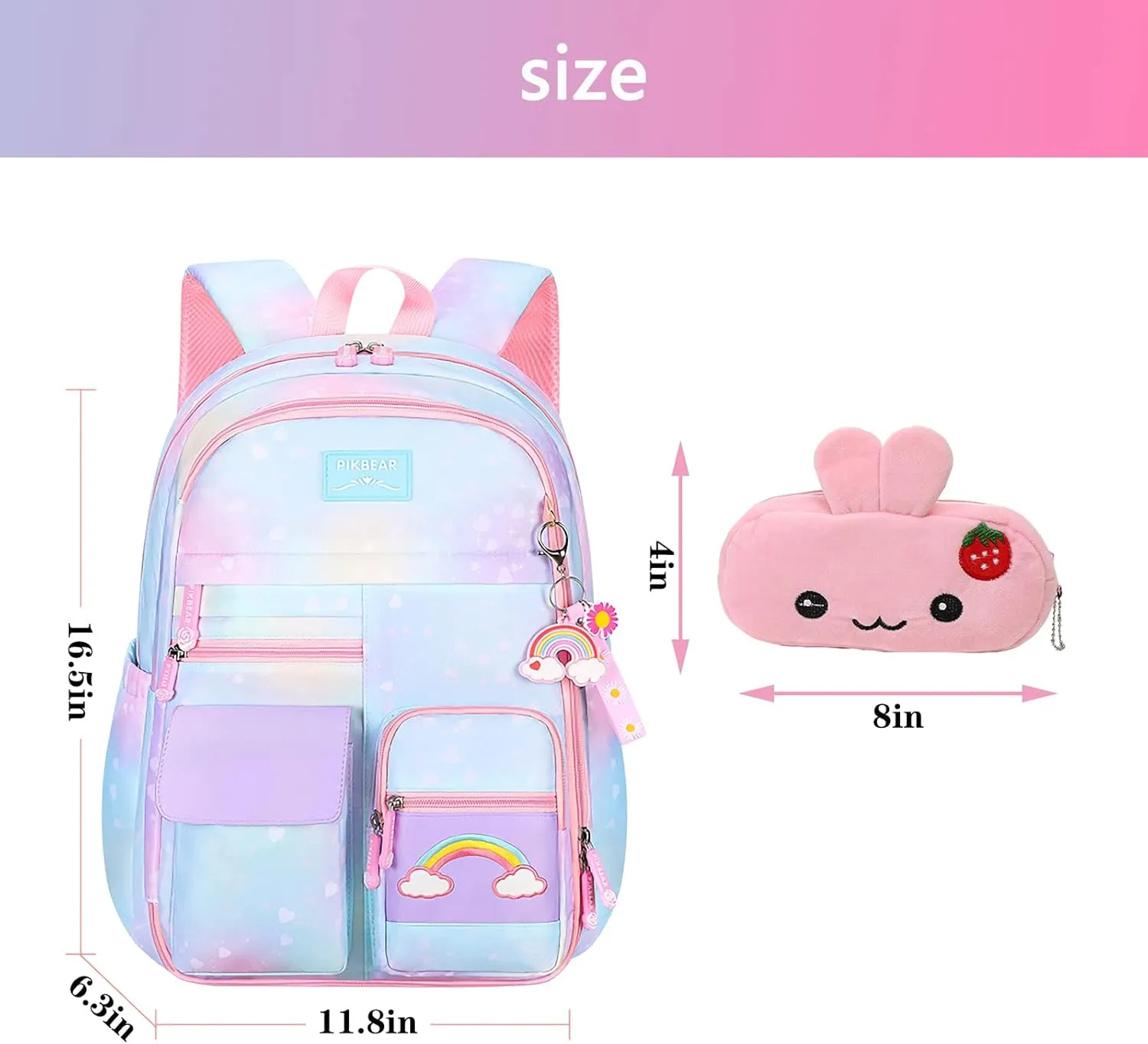 Girls Backpack Starry Rainbow Bookbag Cute Large Capacity Backpack Multifunction Fashion Casual Laptop Travel Bag For Girl (Blue-17inch)