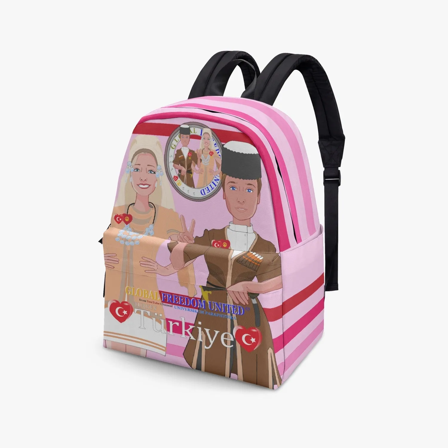 GLOBAL FREEDOM UNITED© Couple Turkey Pink1 - All-over-print Canvas Backpack
