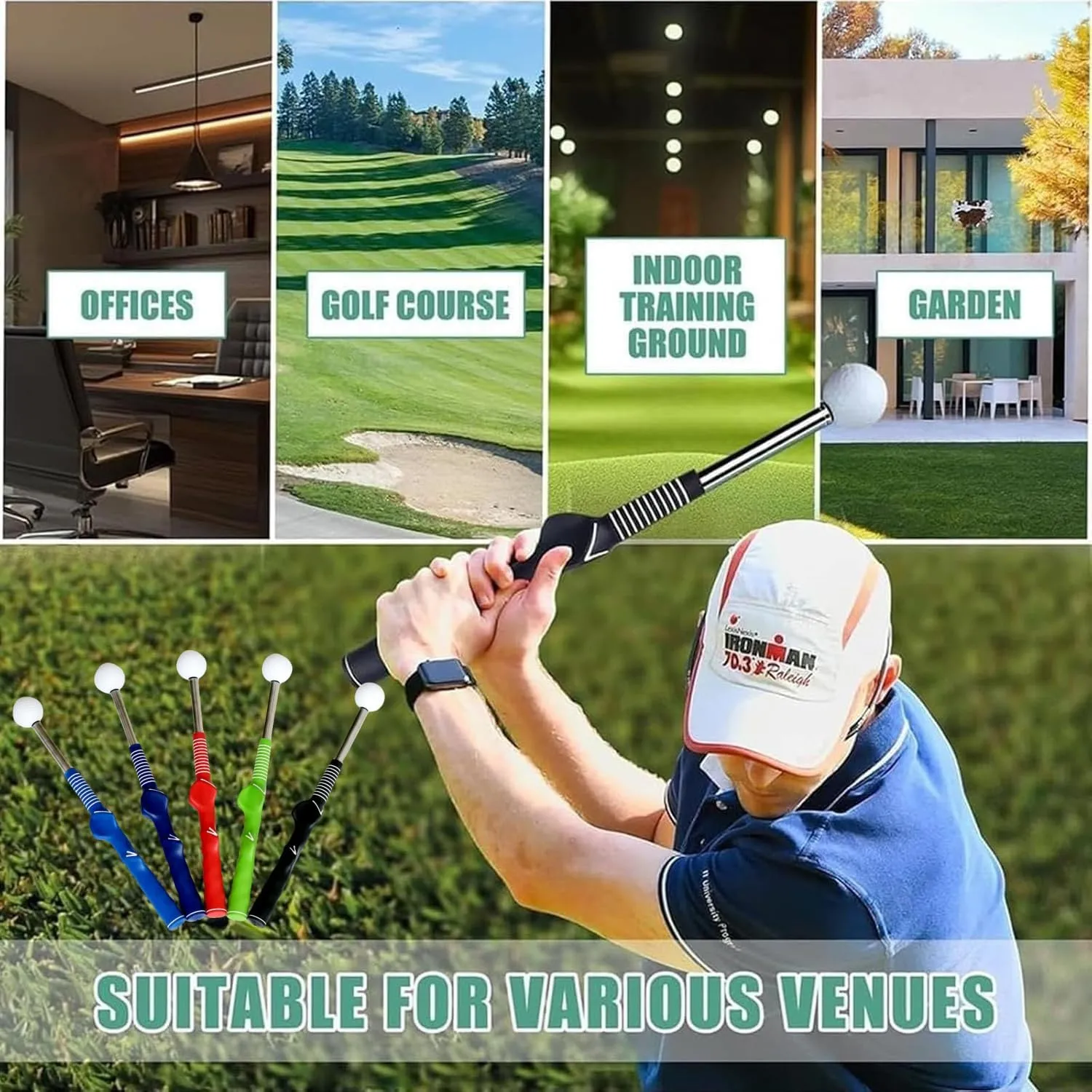 Gloryboom Telescopic Club, Retractable Golf Swing Training Aid, 2025 Upgraded Golf Grip Trainer for Right & Left-Handed Golfers for Beginners, Power & Grip Training