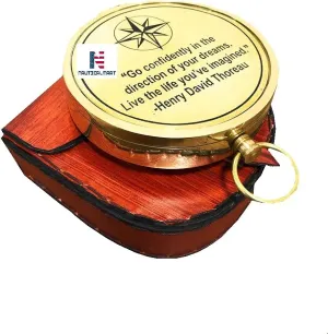 Go Confidently Personalized Working Compass with Leather Case Camping Hiking Directional Magnetic Compass