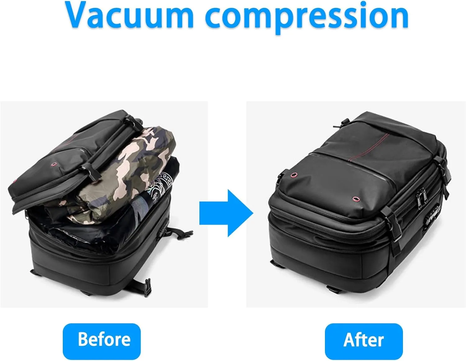 Go Trend Mart Backpack, Easyvacpack-Transactione Backpack Vacuum, Expandable Multifunctional Large Capacity Travel Backpack (Blue   Vacuum pump)