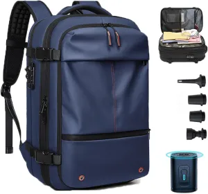 Go Trend Mart Backpack, Easyvacpack-Transactione Backpack Vacuum, Expandable Multifunctional Large Capacity Travel Backpack (Blue   Vacuum pump)