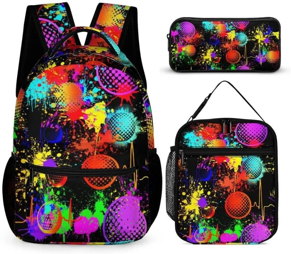 Golf Backpack with Lunch Box & Pencil Case for Kids Girls Boys School, 16 Inch Cool Golf Bookbag, School Backpack for Students Children, sustainable, Lightweight, Large Capacity