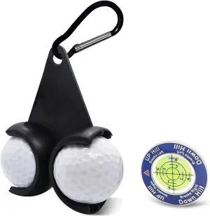 Golf Ball Holder & Golf Ball Marker Set，Tee Holder with Two Clips for Hanging and Carrying，Green Reader with High Precision Bubble Level，Golfer Accessories for Men and Women