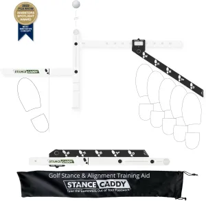 Golf Stance and Alignment Training Aid – Setup Left & Right Handed - Proper Ball Position & Foot Placement Golf Aids/Tool – Pro Perfect Wedge to Driver – Portable Alignment Stick Mat