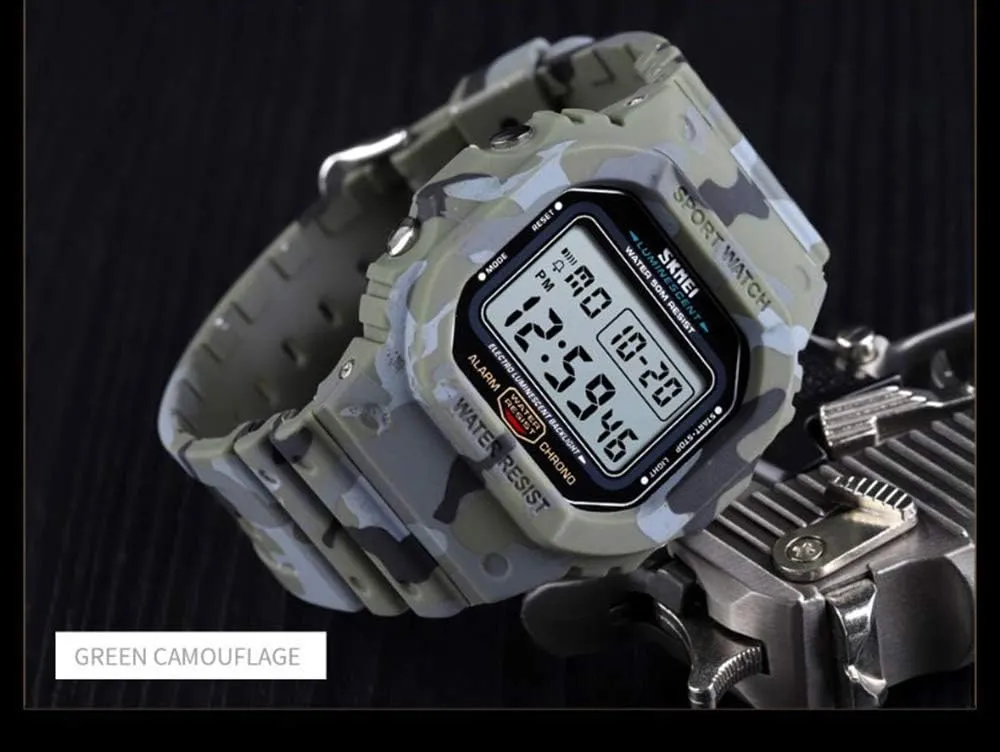 Gosasa Mens Outdoor Sport Watch Men Digital Watch 5Bar Waterproof Alarm Clock Cowboy Military Watch