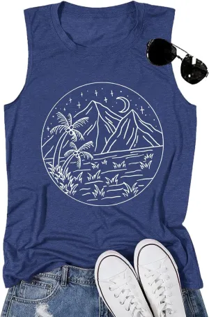 Graphic T-Shirts for Women Hiking Camping Trip Compass Printed Vintage Summer Casual Tees Holiday Workout Tops