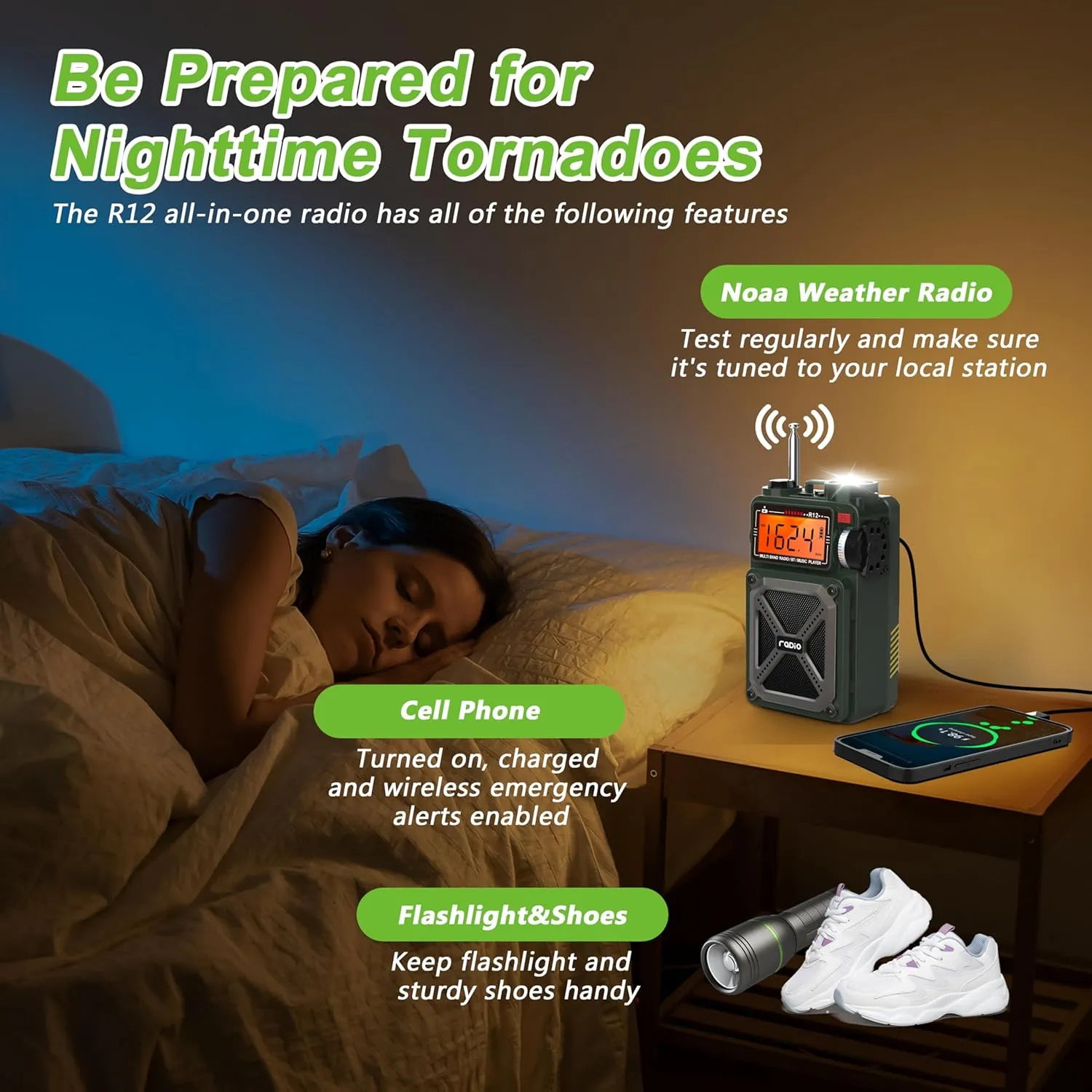 Greadio Portable Shortwave Radios with NOAA Weather Radio, 14800mWh Digital Radio AM FM with Bluetooth 5.4, Crank/Solar/USB Charging, Support USB/TF, Power Bank/SOS/Flashlight for Outdoor, Emergency