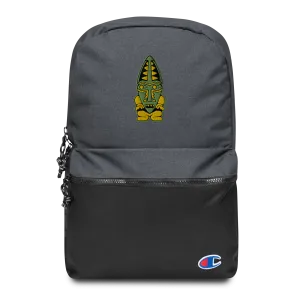 Green and Orange Tiki Embroidered Champion Backpack