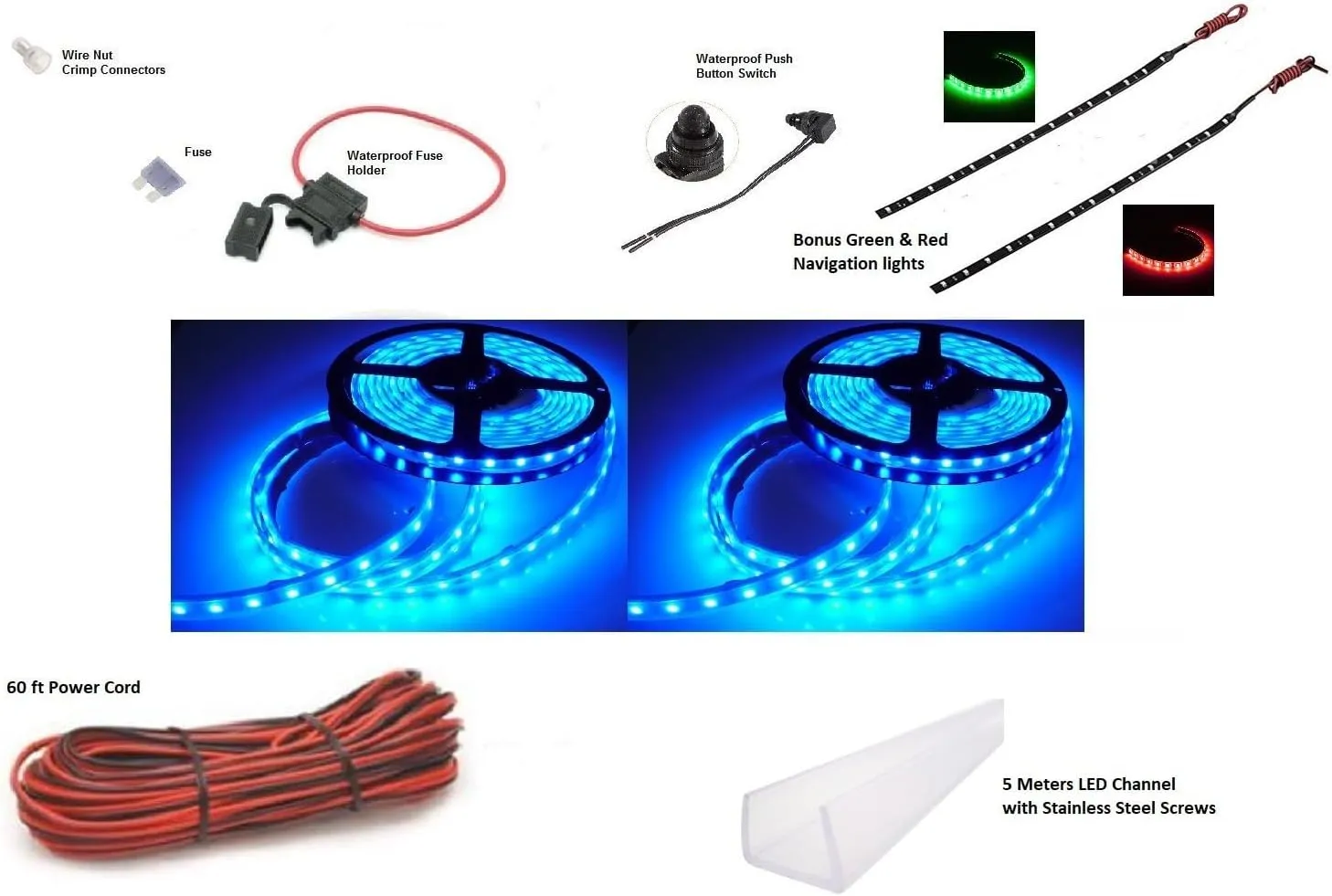 Green Blob Outdoors Pimp My Pontoon DIY Boat Light Strip kit Neon Blue Bright Glow Under Deck IP68 Waterproof, Professional Grade (Blue, 19ft)
