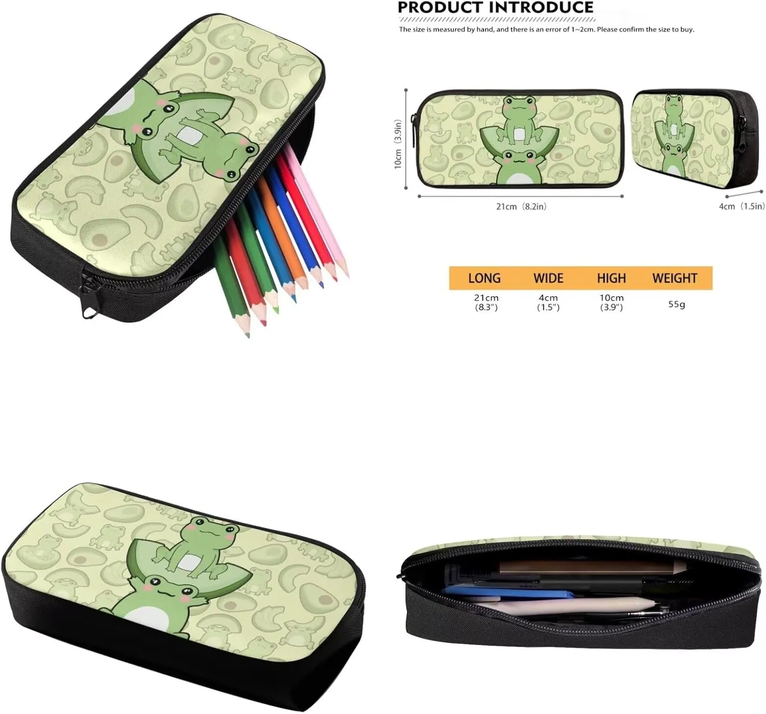 Green Frog Backpack for Girls 7Th 8Th School Bookbag with Pencil Case Rucksack for Teens Child Back To School 17 Inch Backpack 4Pcs Set Bookbag